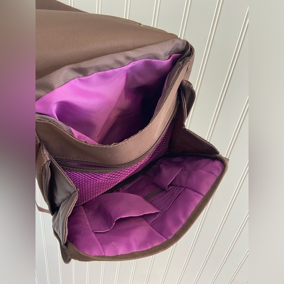 Travelon Cross Body Anti Theft Travel Bag Brown Pink Lining Polyester Nylon - Picture 13 of 16